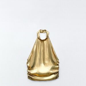 Metallic gold halter neck top